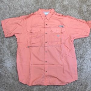 Men’s Columbia PFG Fishing Shirt Sz Large Orange